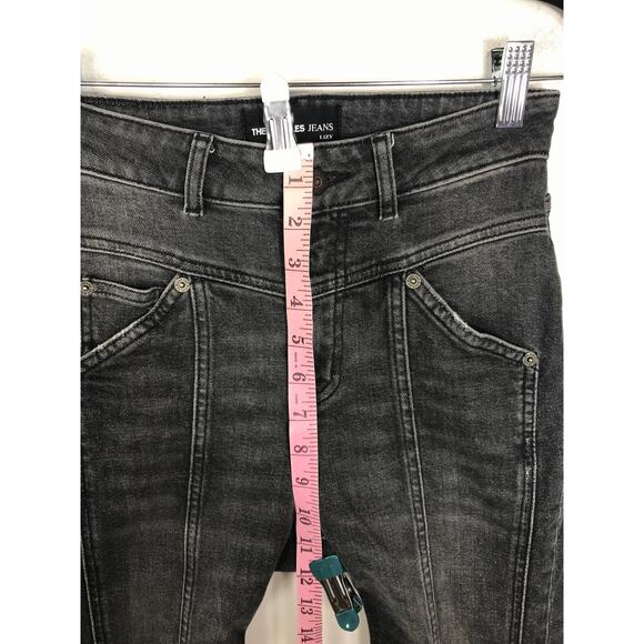 The Kooples Womens 26 Lizy Seamed Paneled Jeans Black Moto Biker Grunge Edgy - Picture 14 of 15